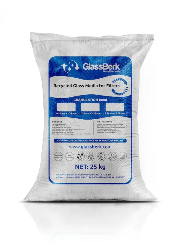 GlassBerk Havuz Filtre Cam Filtrasyon Medyası Kumu 25 kg